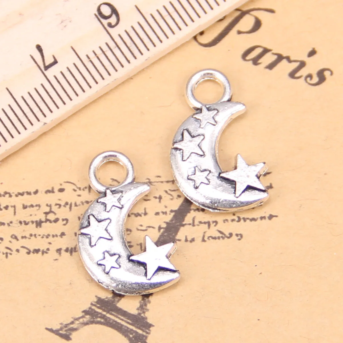 45pcs Charms For Jewelry Making Moon Star 21x14x3mm Antique Silver Plated Pendants DIY Handmake Tibetan Silver Bracelet Necklace