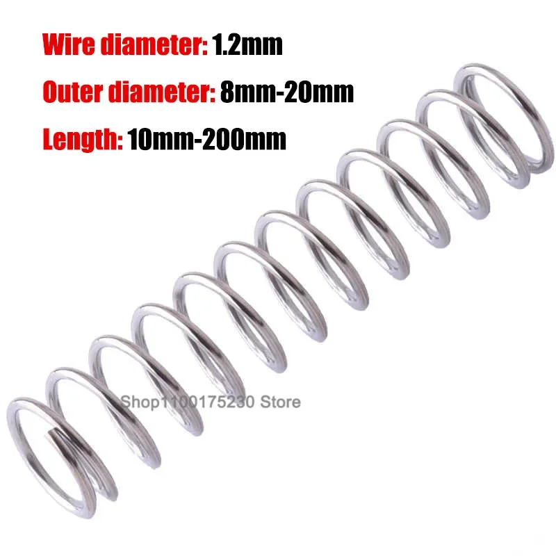 

Y-type Coil Pressure Springs Wire Diameter 1.2mm 304 Stainless Steel Compression Spring Reture Spring OD 8mm-20mm