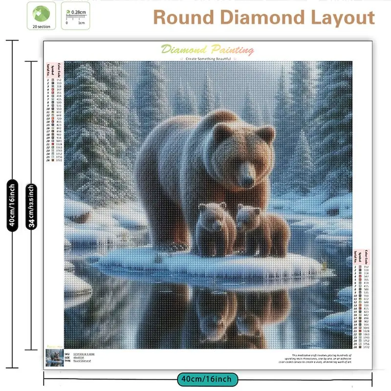 GATYZTORY DIY 5D Diamond Art Painting Kits Animals Bear Penguin Full Square Diamond Embroidery Winter Art Home Decor