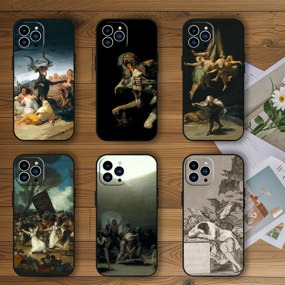 Francisco Goya Famous Painting Phone Case For Samsung S23 S22 ULTRA A22 A71 Black Soft Silicone Cover