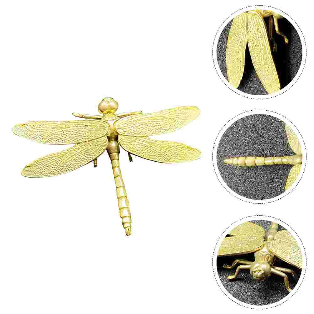 Brass Dragonfly Ornament Dashcams for Cars Adornment Household Desktop Crafts Decoration Creative Exquisite