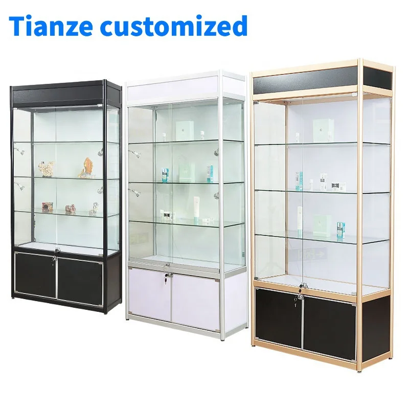 

(customized)Aluminium Glass Shop Display Cabinet Lockable Display Wooden Showcase Retail Shop