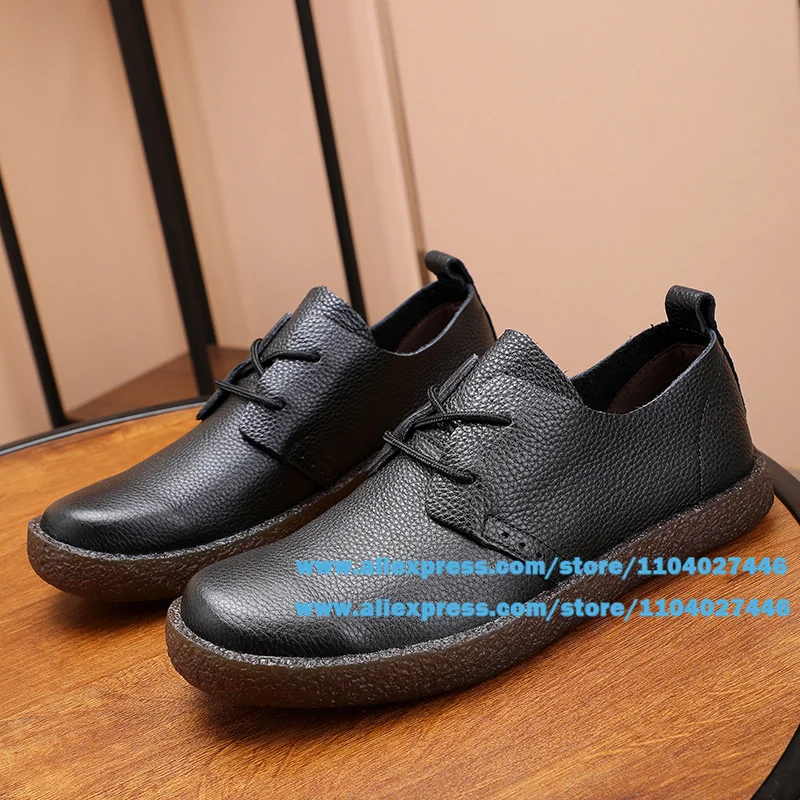 Soft Leather Flats Shoes Men's Leather Lace Up Shoes Men's Stylish Handmade 2024 New Men's Shoes Luxury High Quality Men Shoes