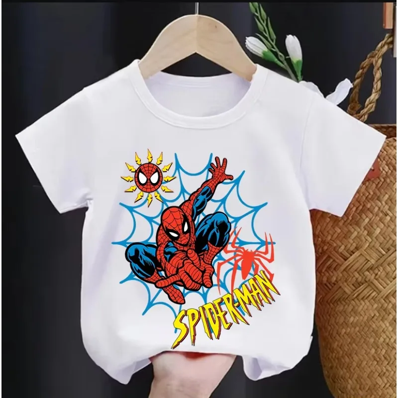 

Marvel Summer Children's 100% Cotton T Shirt Soft Comfortable Fabric Spider Man Pattern Print Suitable Home Outdoor Wear