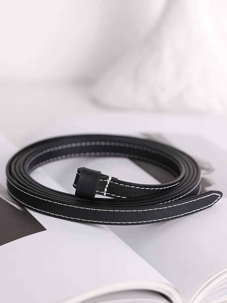 Fashion women\'s cowhide knotted thin belt without buckle simple design suitable for corset belt for women