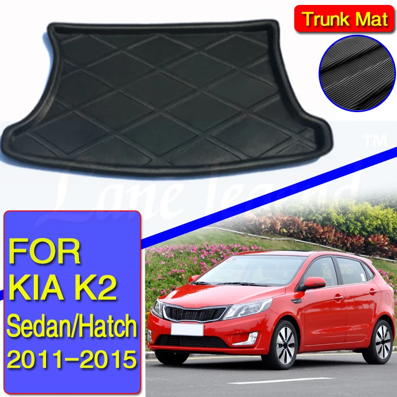 Für Kia K2 Rio 2011-2015 Fließheck Limousine Maßgeschneiderte Boot Liner Fach Auto Hinten Trunk Cargo Matte Boden Blatt Teppich schlamm Schutz Pad