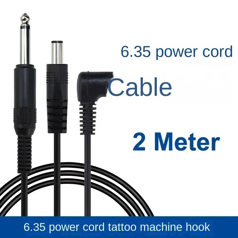 2 Meter 6,35 Netzkabel rechtwinkliges Clip-Kabel RCA/DC-Kabel Leitungsanschluss Netzteil Zubehör Tattoo-Maschine Haken Motorleitung – Detail 3