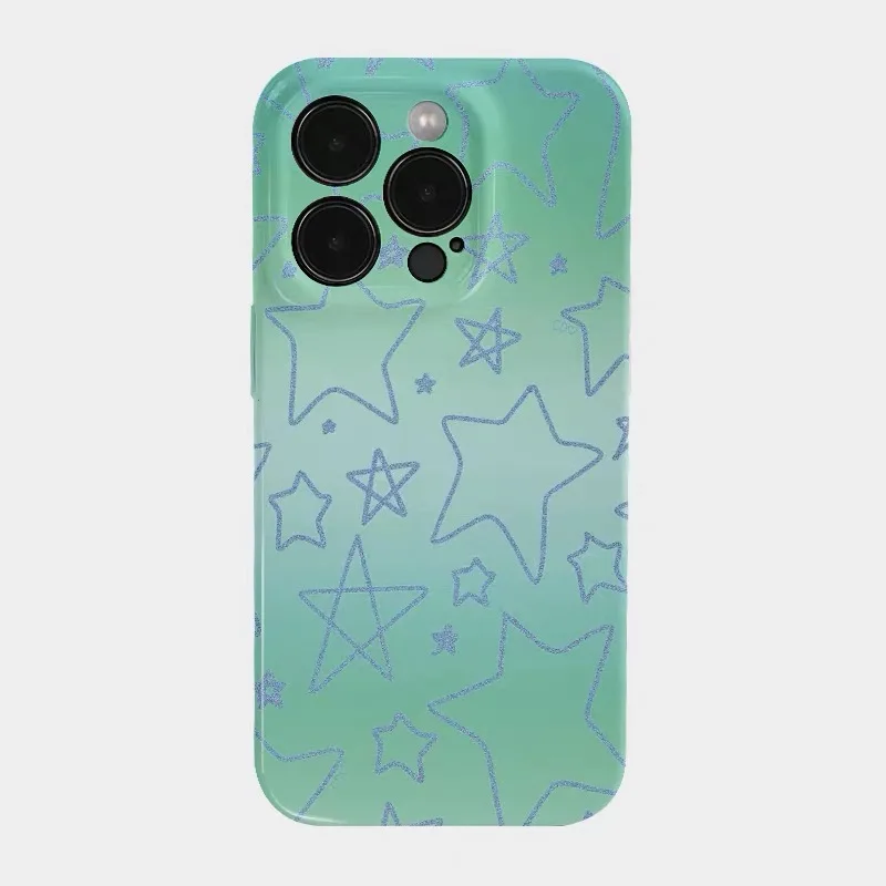 

Green Crayon Drawing Stars Phone Case for IPhone 17 16E 15 14 13 Mini 11 Pro Max 12 Pro Back Cover XS XR 7 8 PLUS SE 2020 Funda