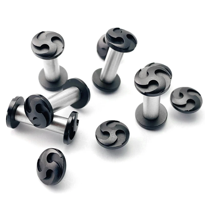 Aço inoxidável Material Faca Handle, M4 Thread Lock Parafusos, Spindle Rivet, Nail Fasteners Buckles, DIY Making Parts, 10 conjuntos por lote