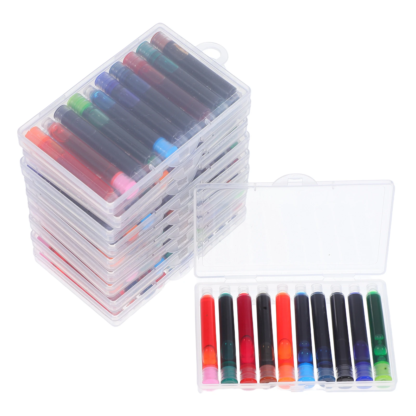 

10 Boxes Replaceable Ink Capsules Calligraphy Cartridges Fountain Pen Refill Plastic Classroom Prize Erasable Student