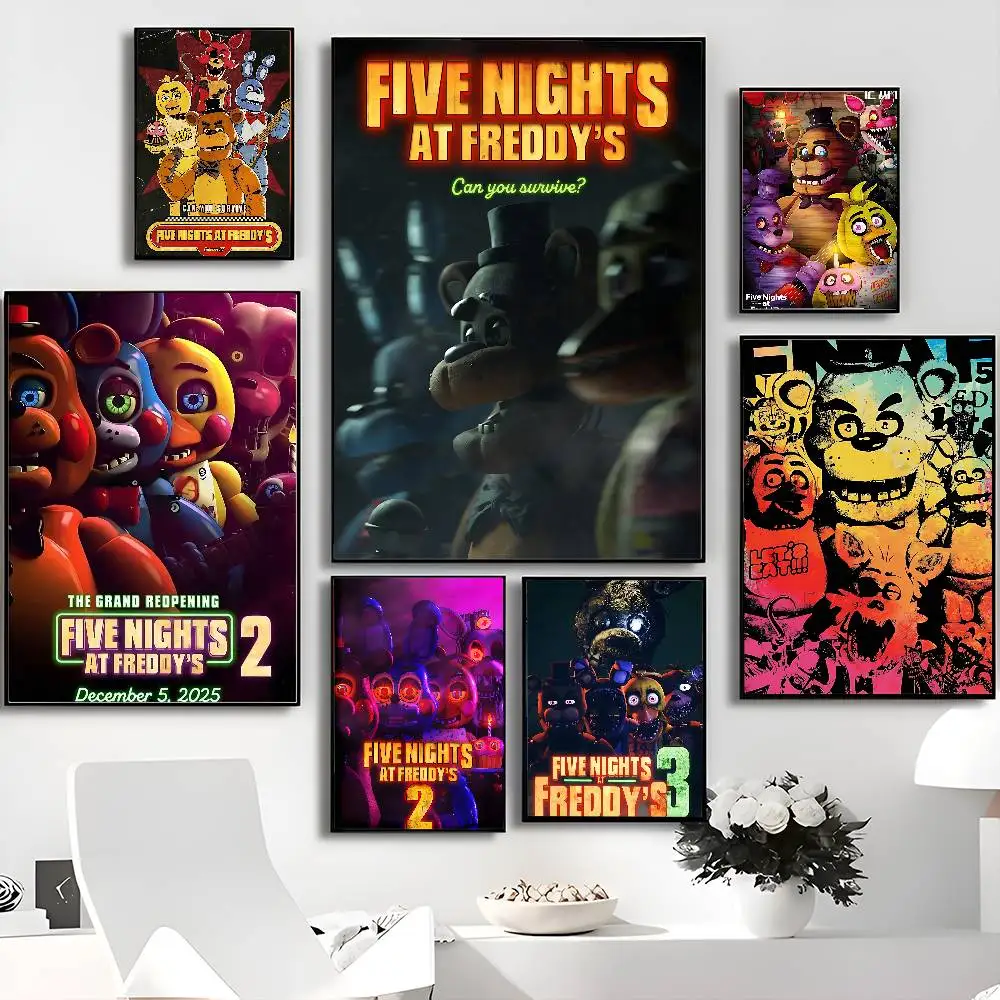 Fnaf F-Five-nights-At-F-Freddys Game Whitepaper Poster HD Quality Poster Wall Art Painting Study Room Wall Decor