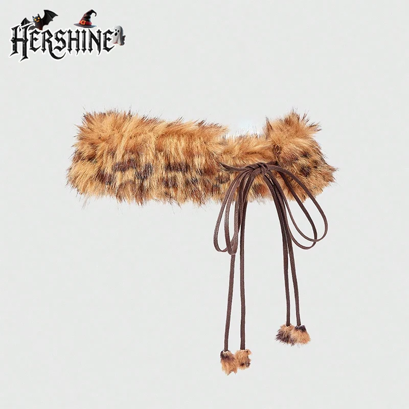 HERSHINE Plus Size Women's Vintage Leopard Print Plush Belt, a bohemian-style elegant and fashionable accessory，spring，summer