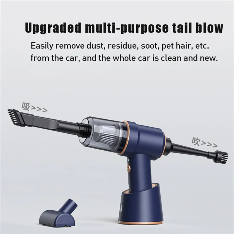 مكنسة كهربائية للسيارة 80000Pa شحن لاسلكي هواء مضغوط محمول عالي الطاقة مع فلتر HEPA للمنزل والمكتب والسيارة -B