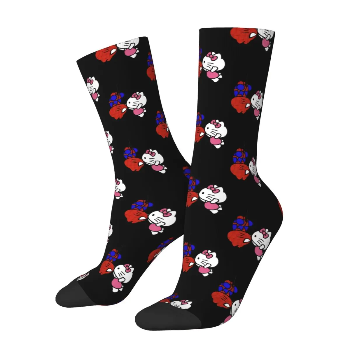 Autumn Winter Crazy Design Men's Women's Spiderman Hello Kitty Kiss Socks Sweat Absorbing Crew Socks