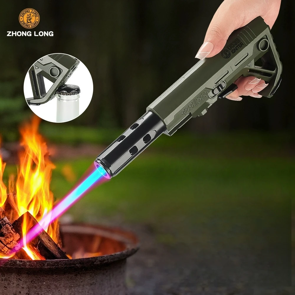 New Multifunctional Lighting Laser Bottle Opener Pendant Lighter Windproof Direct Spray Flame Portable Camping Outdoor Lighter
