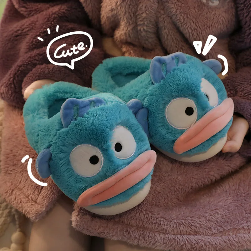 Sanrio Hangyodon Couple Style Cotton Slippers Winter Ugly Fish Cute Plush Slippers Cotton Slippers Couple Shoe Holiday Gift Toys