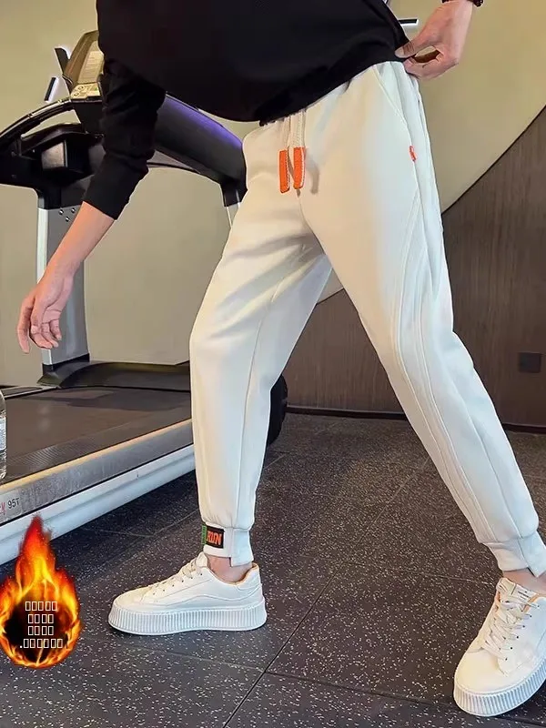 

Men's Winter Thiened Fce Lined Slim Fit Sweatpants Casual Straight Leg Trousers Elastic Waist ket Pants Polyester Cot...