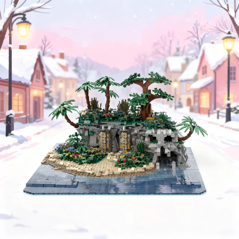 2855PCS MOC Pirate Island Hideout Model Architecture Realistic Construction Buildable Design Brick Display Collection Toy Gift