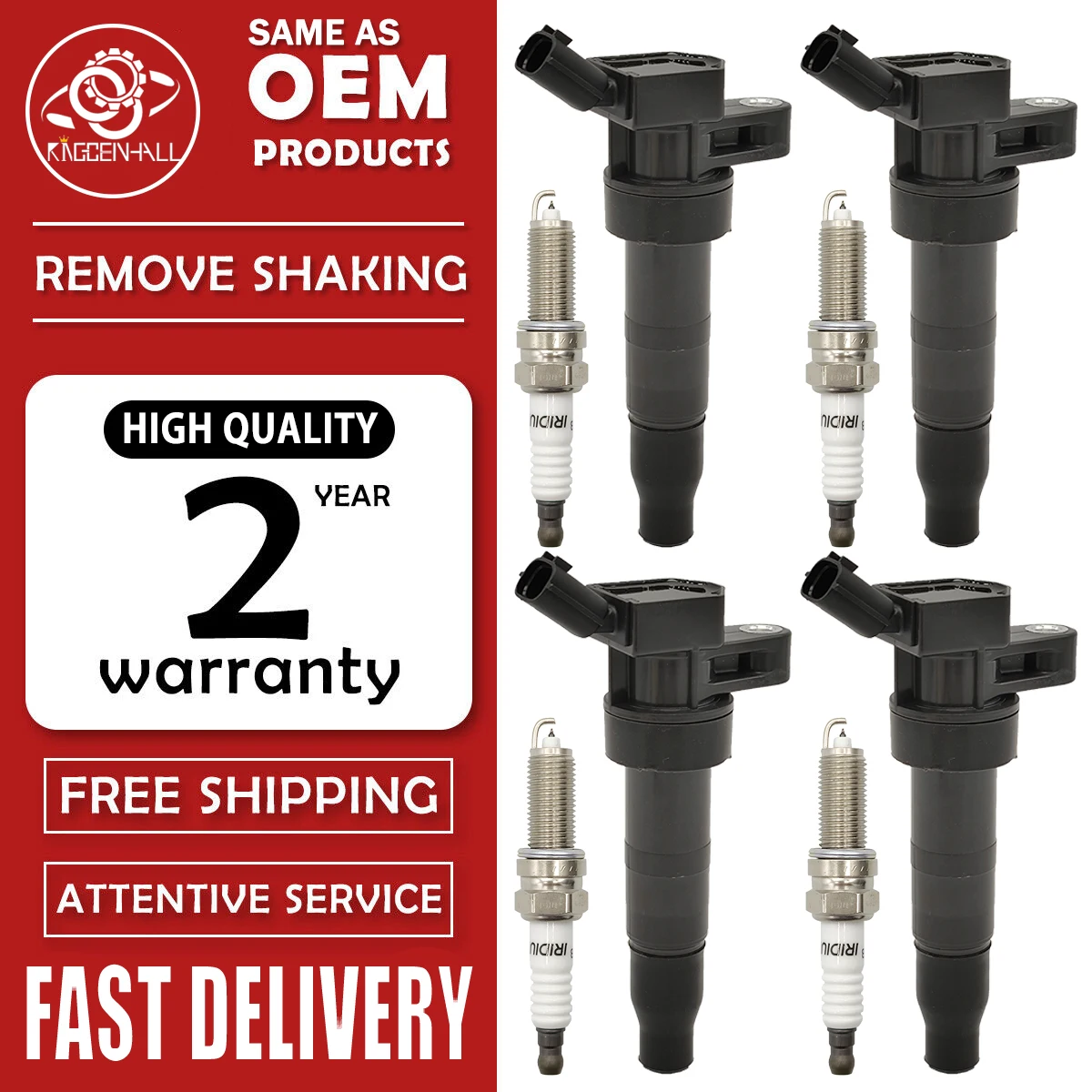 4Pcs 27300-3F100 UF-611 Ignition Coil+spark plug for Hyundai Sonata Santa Fe GENESIS COUPE Tucson IX35 for Kia Optima Sportage