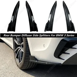 Rear Bumper Diffuser Side Splitters For BMW 3 Series G20 320i 325i 330i M Sport 2019-2021 ABS Glossy Black Carbon Look Body Kit