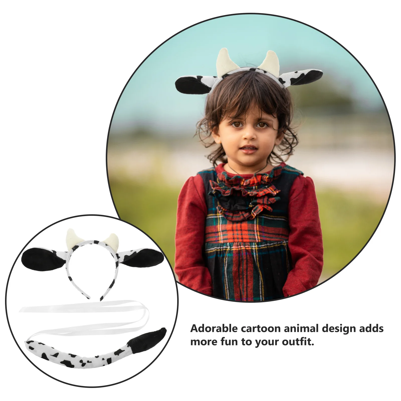 1 مجموعة 1 مجموعة البقرة زي الدعائم البقرة الأذن عقال الذيل ل تأثيري عيد ميلاد زي اكسسوارات مرحلة الأداء #2