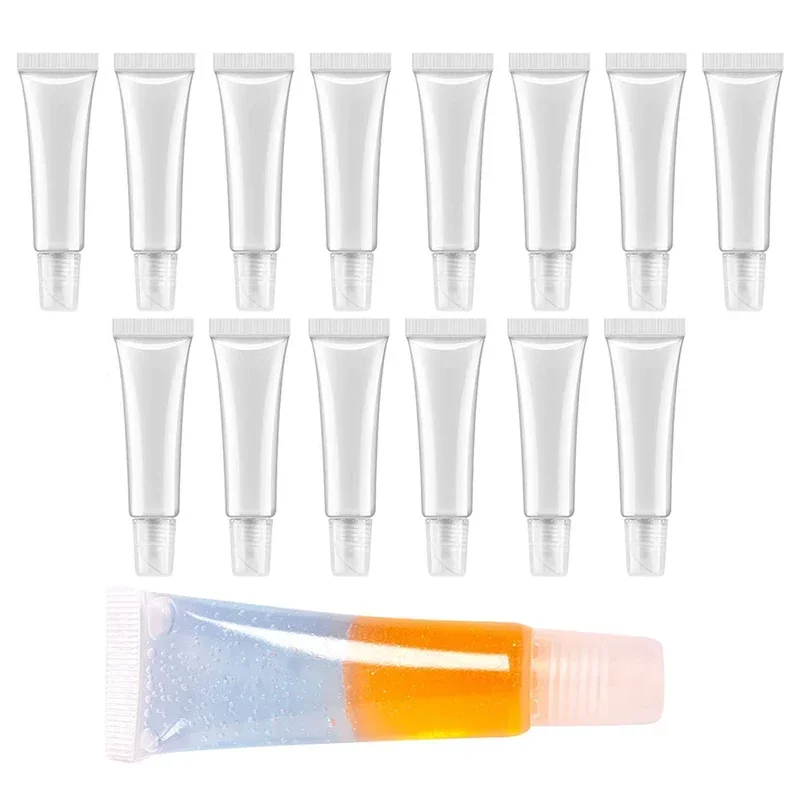 200PCS 5ml-15ml Empty Mini Plastic Lip Gloss Tubes Bottle Squeeze Clear Cosmetic Soft Tube Portable Travel Sample Containers