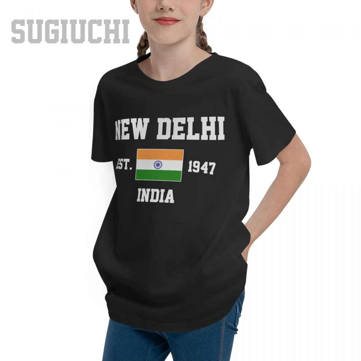 Unisex Youth Boy/Girl India EST.1947 New Delhi Capital T-shirt Kids tshirt tee 100% Cotton T Shirt o-neck short sleeve Children