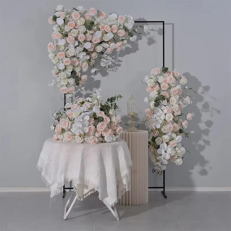 

Customizable Pink White Artificial Flower Table Runner Wedding Centerpieces for Wedding Decoration
