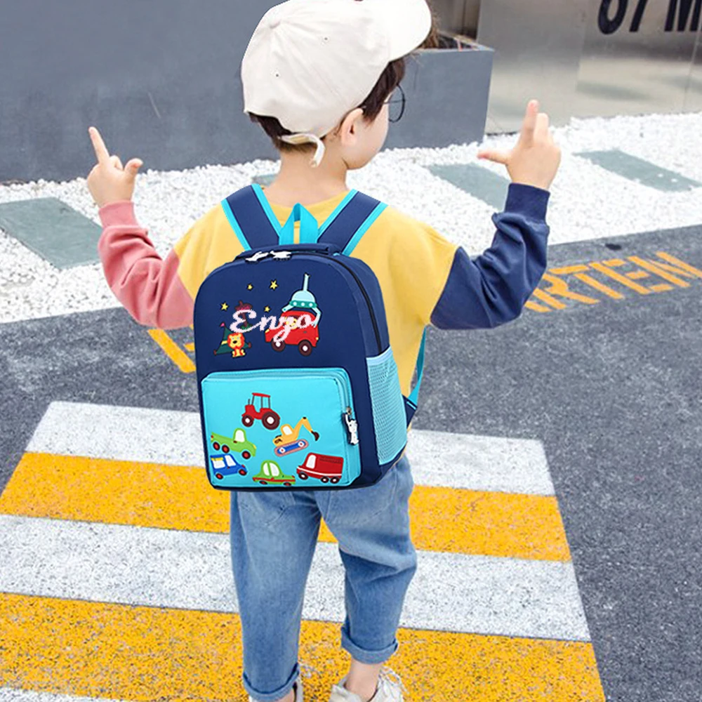 Personalized Customized Kindergarten School Bag Children's Toy Car Backpack Name Embroidery Kindergarten Load Reduction Backpack