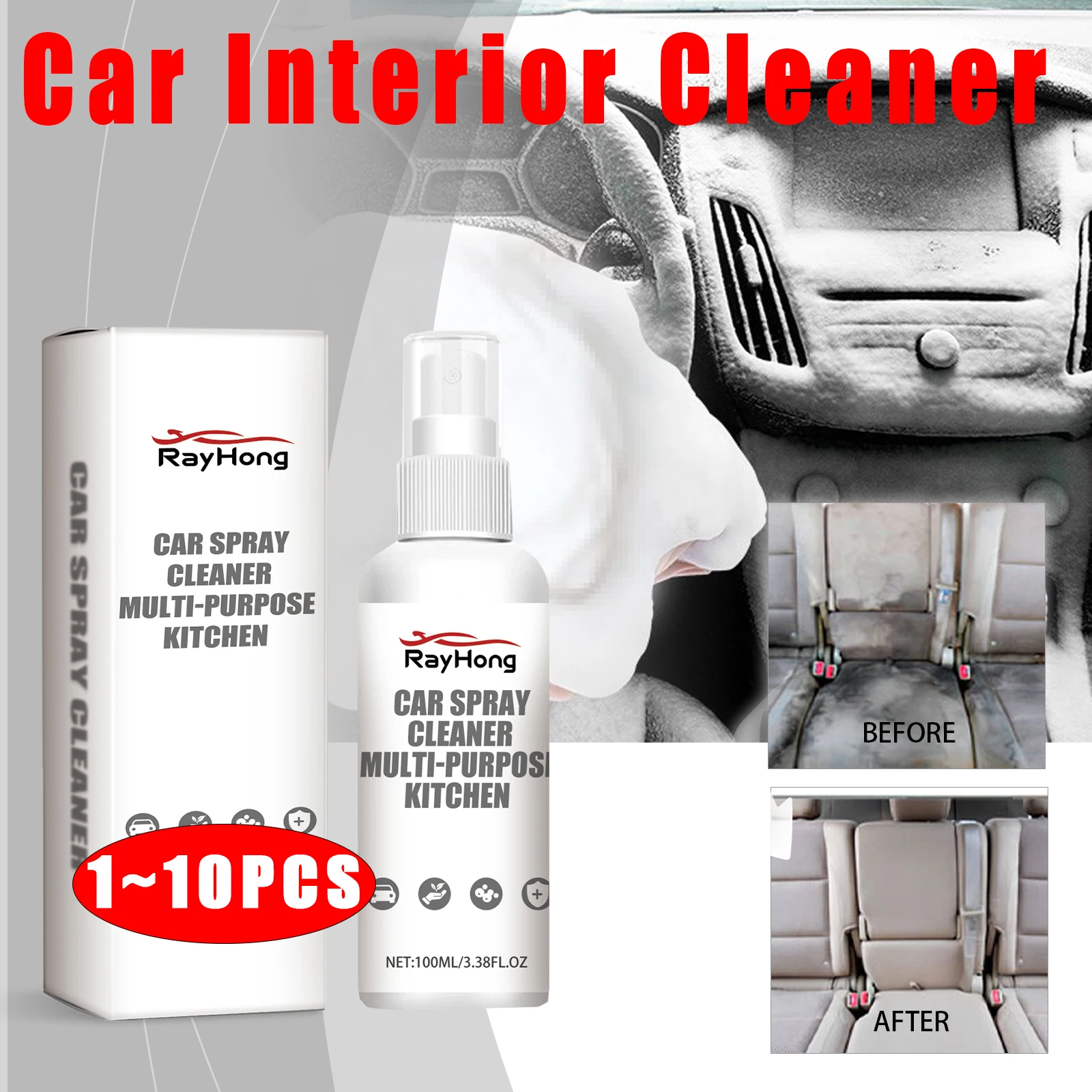 Multifunctional Foam Cleaner Leather Seat Cleaner Leather Seat Foam Cleaner Car Interior Stain Remover Spray Foam Maintenance