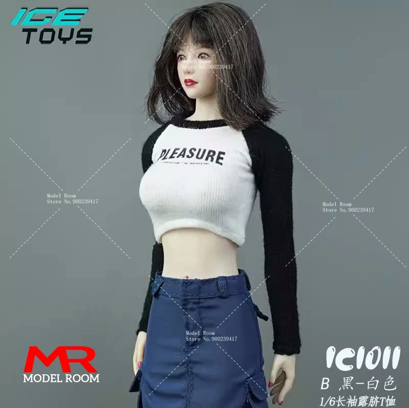 ICE TOYS 1/6 IC1010 Casual Skirt IC1011 Revealing Long Sleeve T-Shirt Clothes Model Fit 12'' Female Soldier Action Figure Body