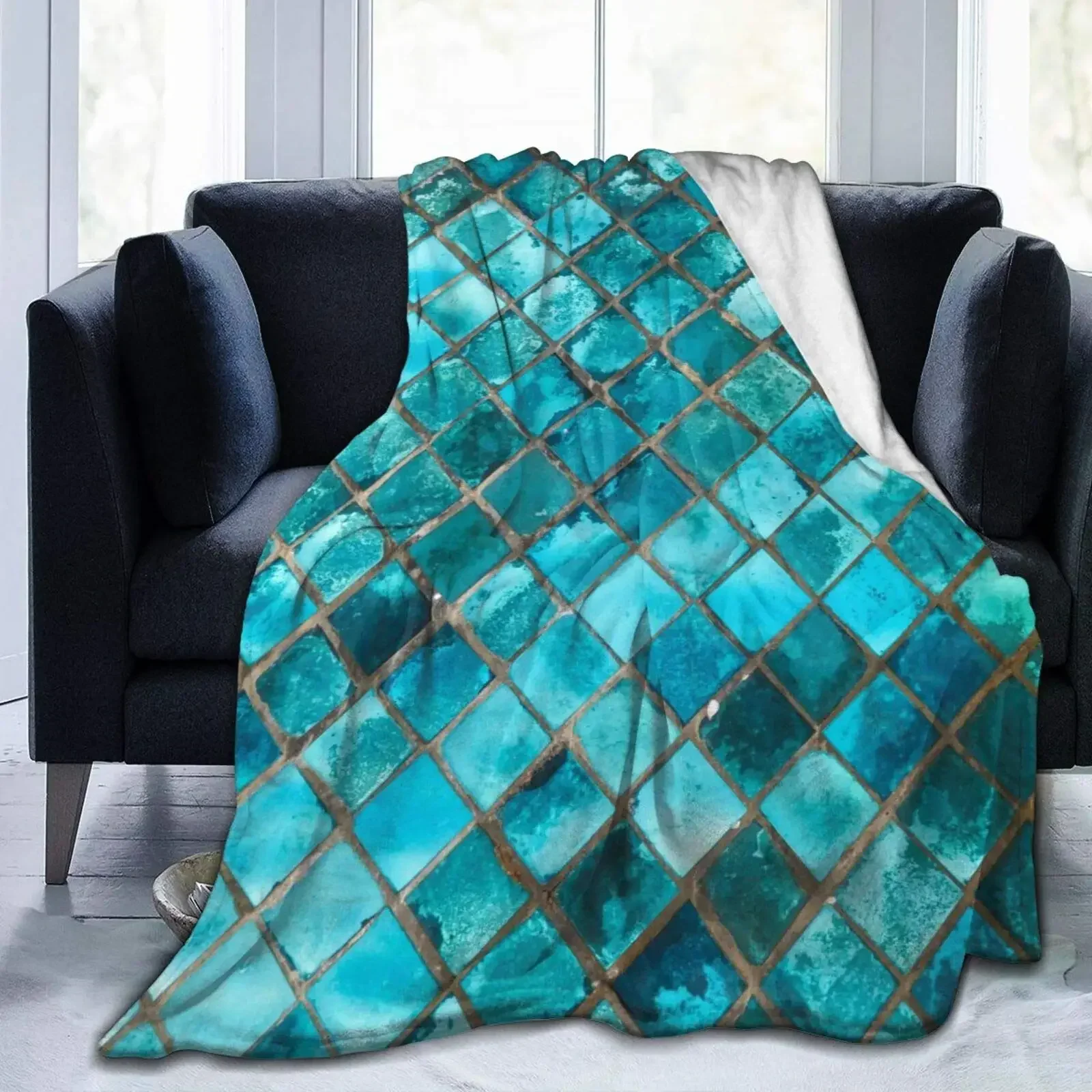 Turquoise Blue Flannel Fleece Throw Blankets Luxury Turquoise Blanket for Living Room Bedroom Sofa Couch Warm Soft Bed Blankets