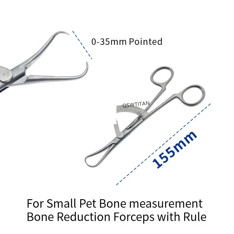 Orthopedic Pointed Bone Reduction Forceps with Scale Rule Surgical Instruments for Small Pet Veterinary Surgery