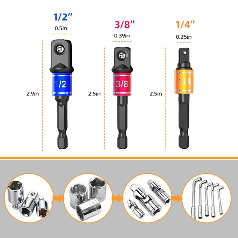 Hot Flexible Drill Extension Hex Shank Drill Nut Driver Bit Set, Bendable Drill Bit,Universal Socket Adapter Set