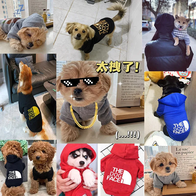 The Dog Face, Dog Hoodies Wind Coat Warm for Small Large Dogs Jacket Sweatshirt French Bulldog Jacket Clothing