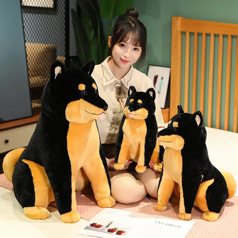 35-65cm New Real Life Shiba Inu Dog Plush Toy Realistic Animal Sitting Puppy Dolls Stuffed Soft Cartoon Toys Birthday Gift