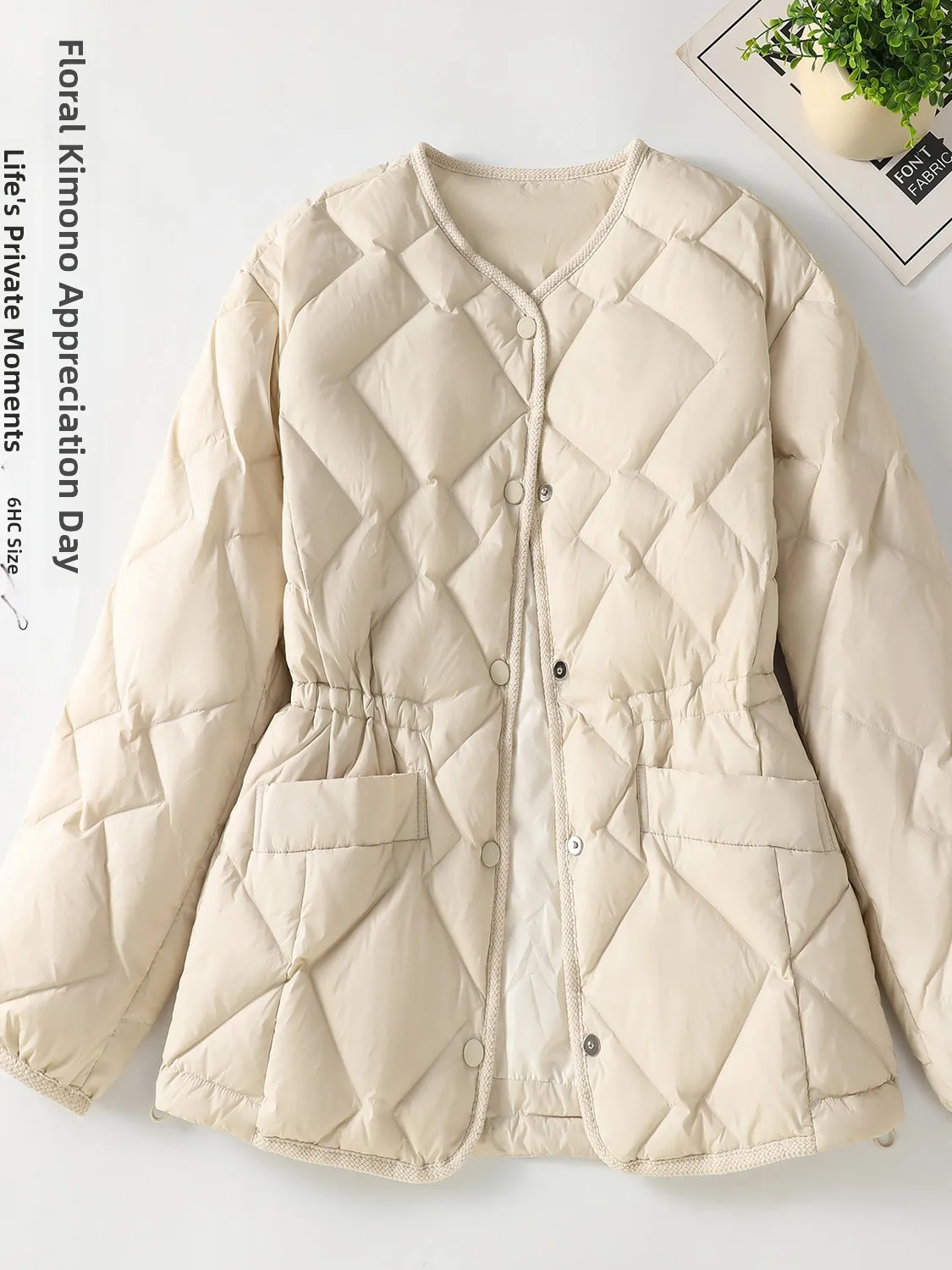 Authentic Winter 2025 High Quality Fashionable Unisex down Cotton Jacket V-Neck Women's Outerwear Thickened Long Sleeve Coat