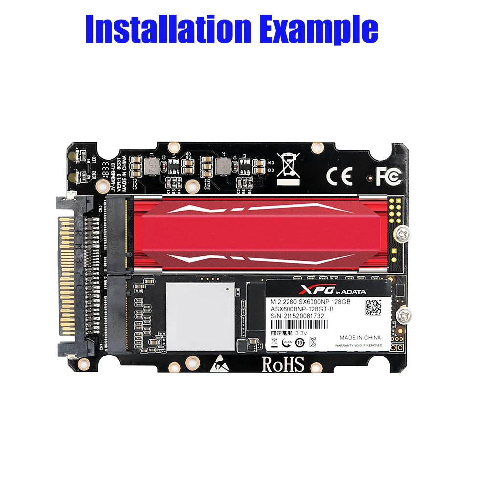 TISHRIC Adapter Card Dual M.2  NVME SSD(Key M)  Key B SSD to U.2 SFF-8639 Adapter Support 2280/2260/2242/2230 mm M.2 SSD