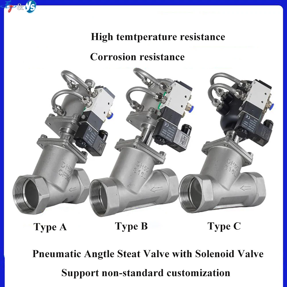 

Pneumatic Angle Seat Valve 304 Stainless Steel Solenoid Valve For Steam Gas Oil High Temperature Steam Stop Valve DN15-DN80