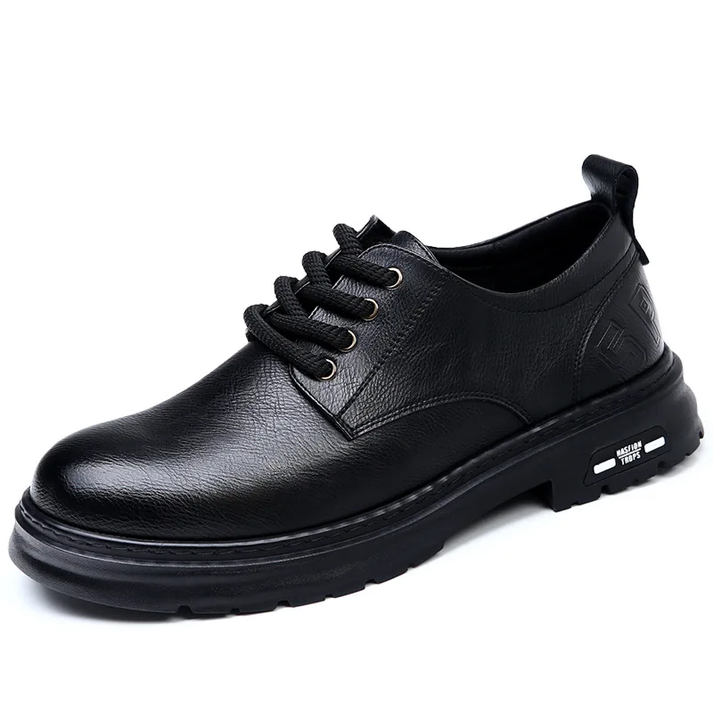 2024 Leather Casual Shoes for Men Comfort Lace Up Work Luxury Shoes Men Outdoor Banquet Light Black Oxford Shoes נעלי אלגנט לגבר