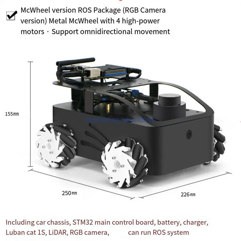 ROS Robot Luban Cat 1S Embedded Development Board RK3566 with Industrial Design Chassis Compatible with Raspberry Pi