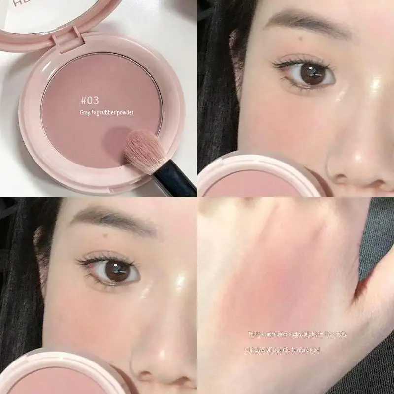 【B】Monochrome Matte Blusher Palette Soft Silky Cheek, Natural Rouge Plate Lasting Nude Low Saturation Powder Makeup