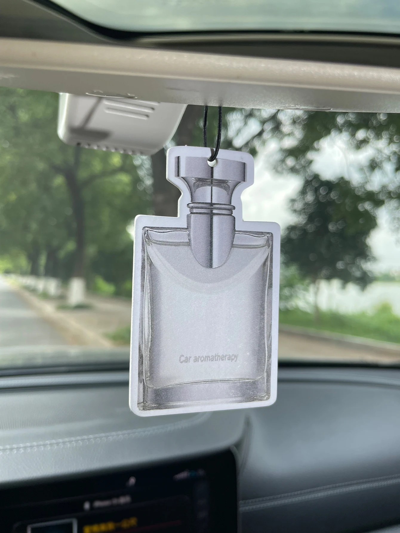 Silver Cap Clear Square Perfume Bottle Hanging Car Air Freshener, Natural Plant‑Extracted Fragrance, Alcohol‑Free Non‑Toxic, Hea