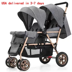 Twin baby strollers double front and back seat lie portable foldable child Cart