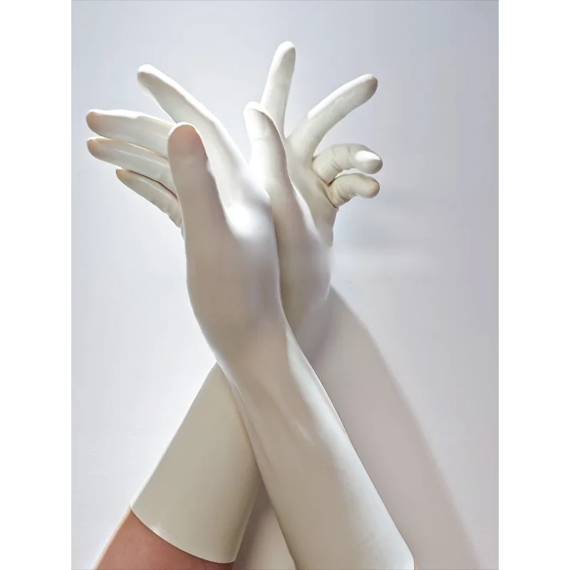 Short Latex Gloves Snug Fit One Piece Molding Glossy Smooth Cosplay Costume Handwear 1 Pair