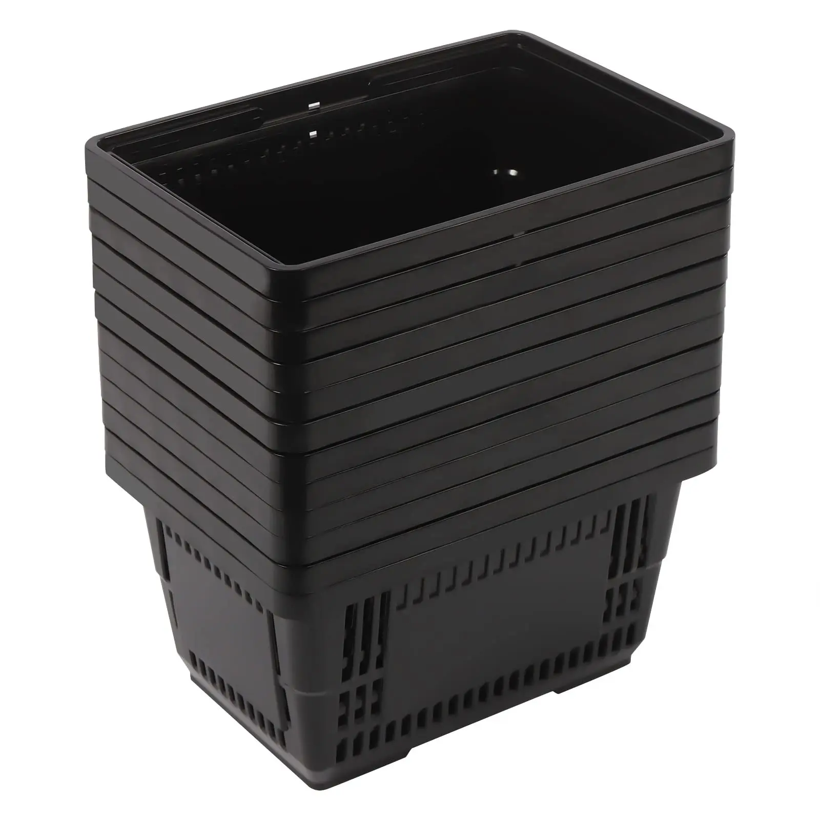 12PCS Shopping Baskets with Handles, 21L Plastic Shopping Cart, Portable Grocery Basket for Supermarket Retail Shop
