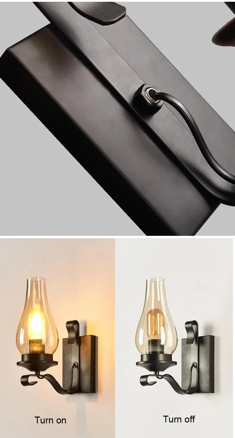 الرجعية الصناعية الحديد الجدار مصباح خمر الكيروسين الجدار الخفيفة لمطعم الممر غرفة نوم السرير مقهى فندق علوي الشمعدان البيت #4