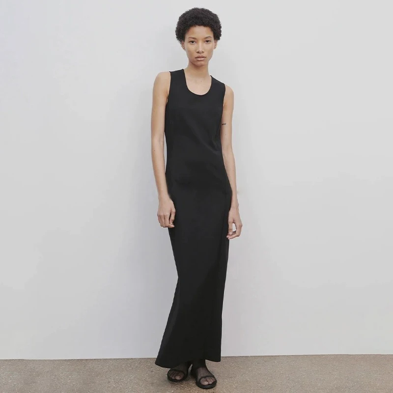 

Ele Long Straight Cut Dr Waist Cinched Svel U-Ne Maxi Dr Polied Look plus Size Women's Faion Dr