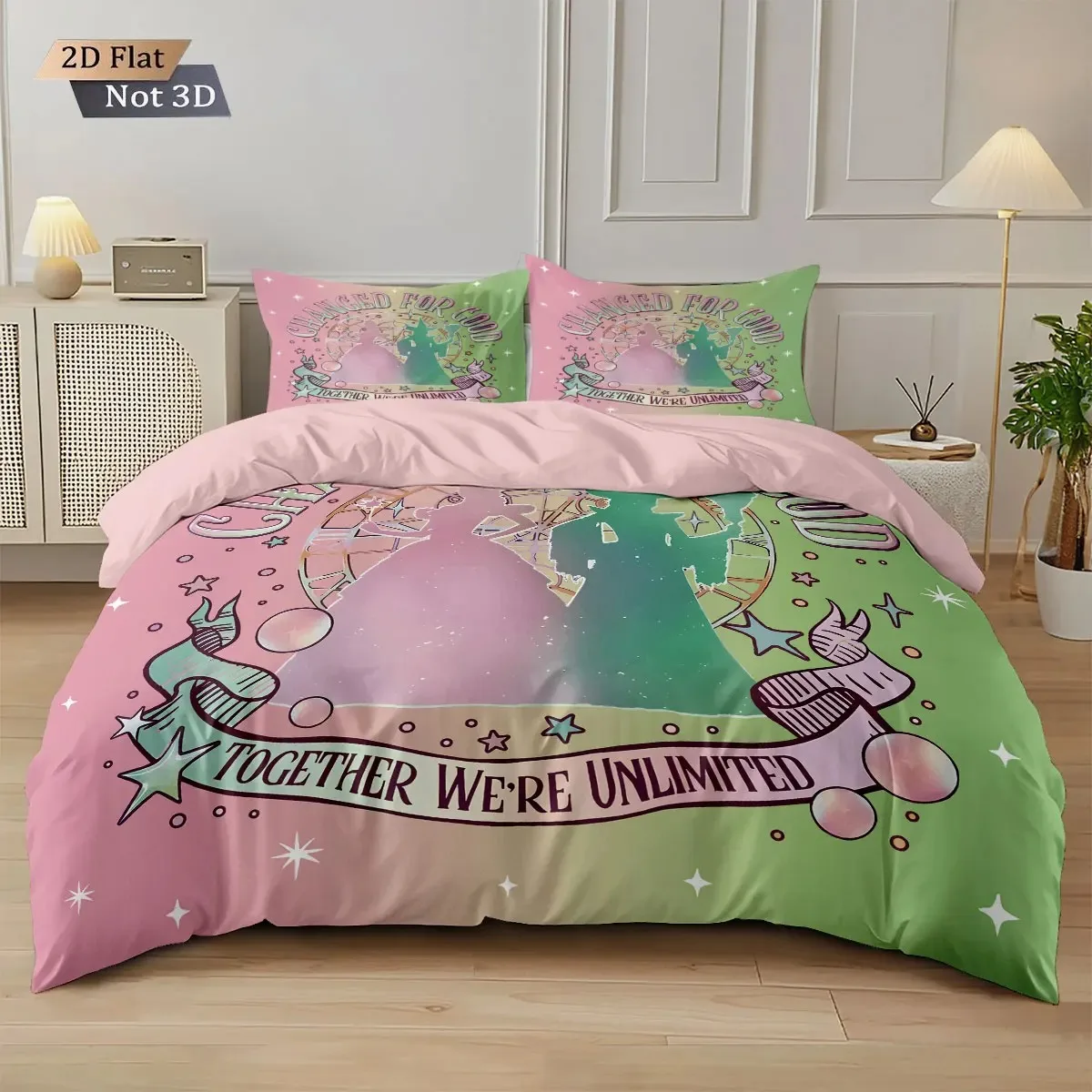 

Wicked The Movie Glinda Pink Duvet Cover Pillowcase Bedding Set Adult Boy Girl Bedroom Decoration Children Single Double Size
