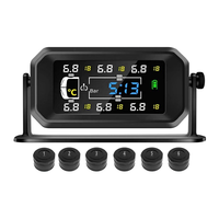 Classic-Car RV Truck TPMS 6 Wheels Sensor Solar Tire Pressure Monitoring System Temperature Clock Air Pressure Display Alarm